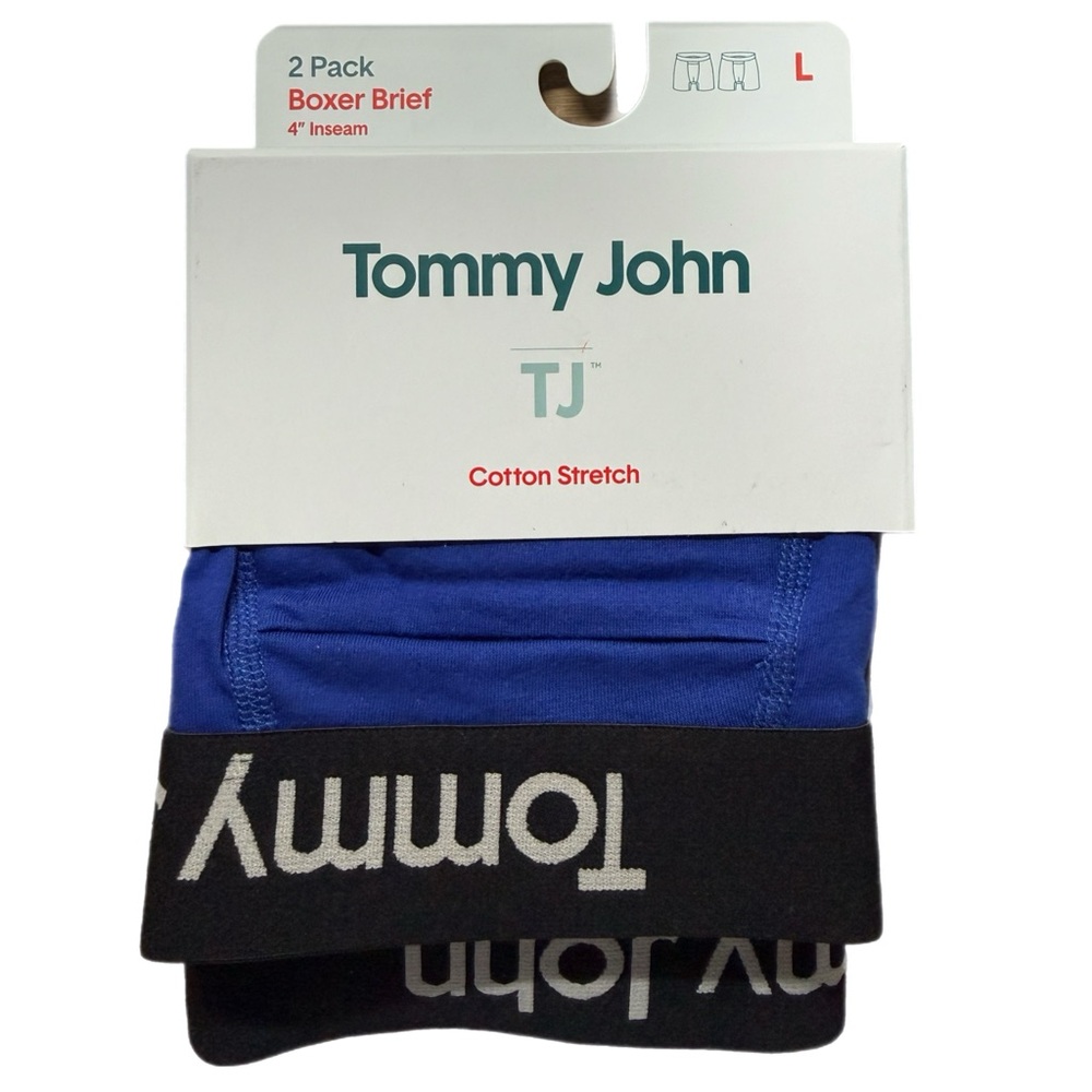 Tommy John Mens Boxer Briefs 2 Pack Cotton Stretch Large Blue/Black